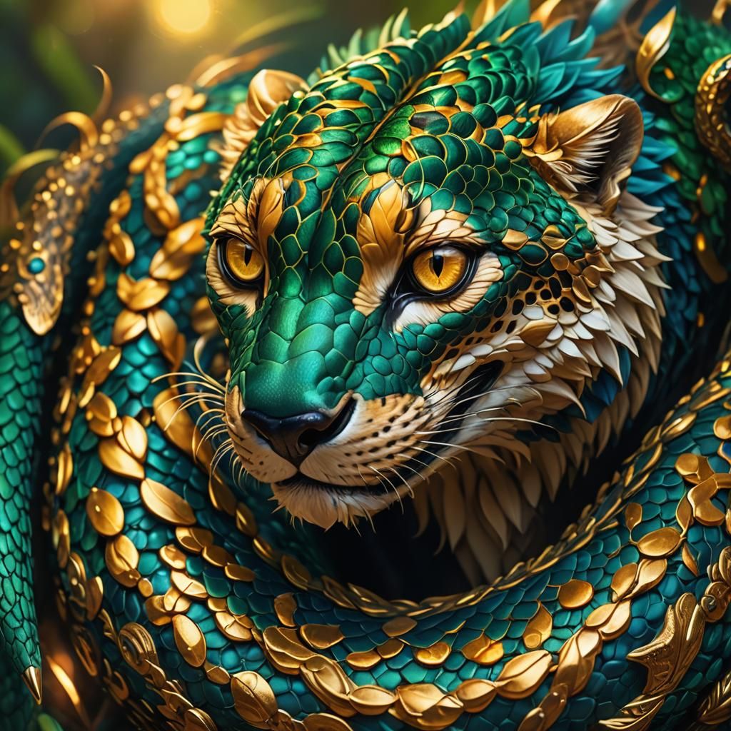 Snake-Cheetah Hybrid: Detailed Fantasy Concept Art