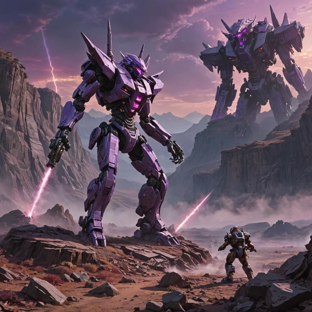 Mecha Duel on Alien Planet: A Vivid Depiction
