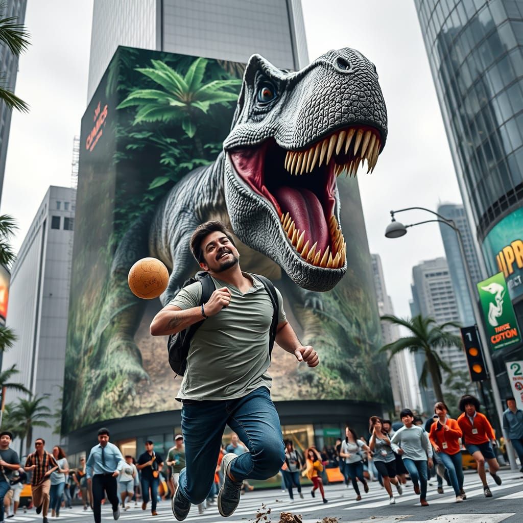 Tyrannosaurus Rex Breaks Free From LED Display