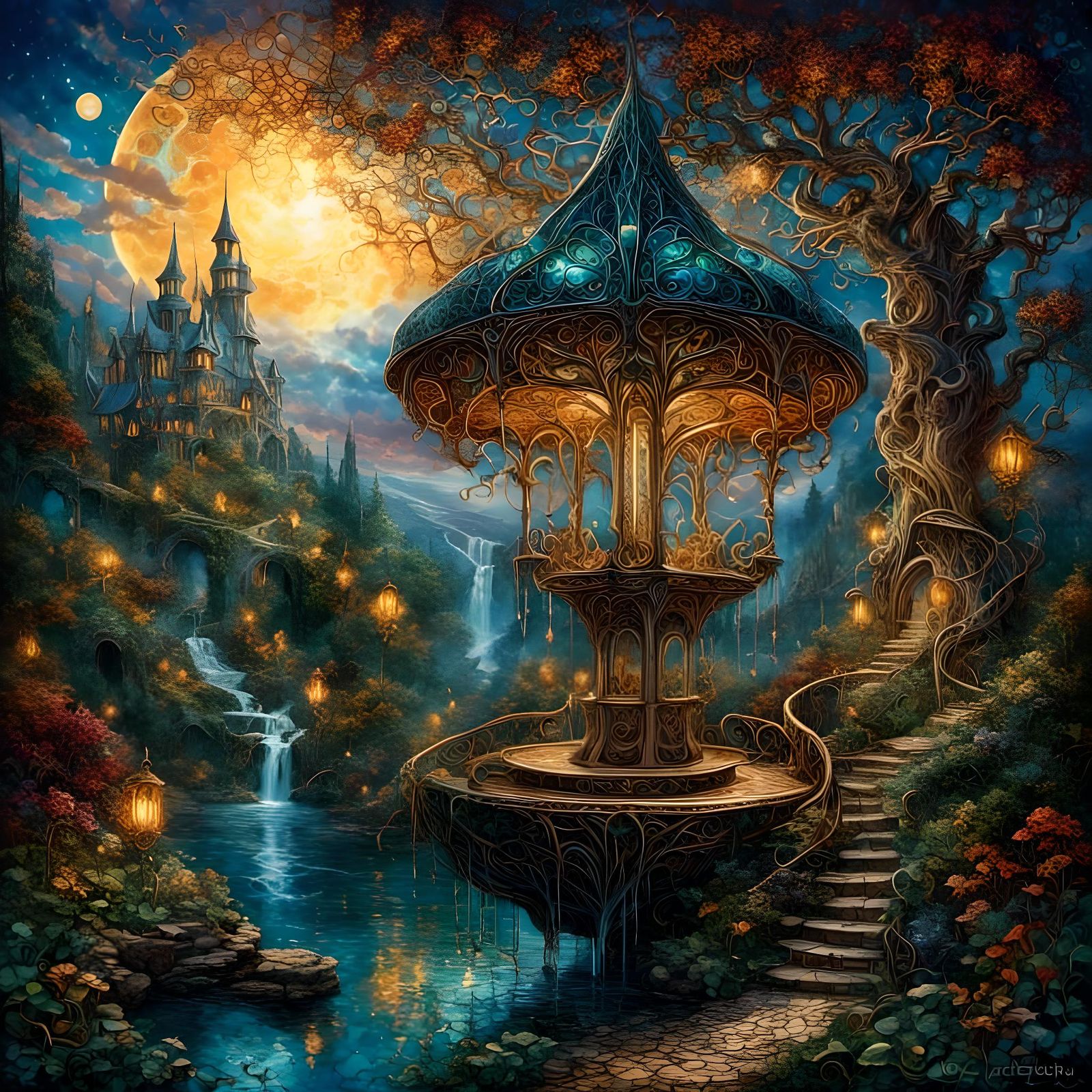 Elvish Wishing Well in Art Nouveau Style