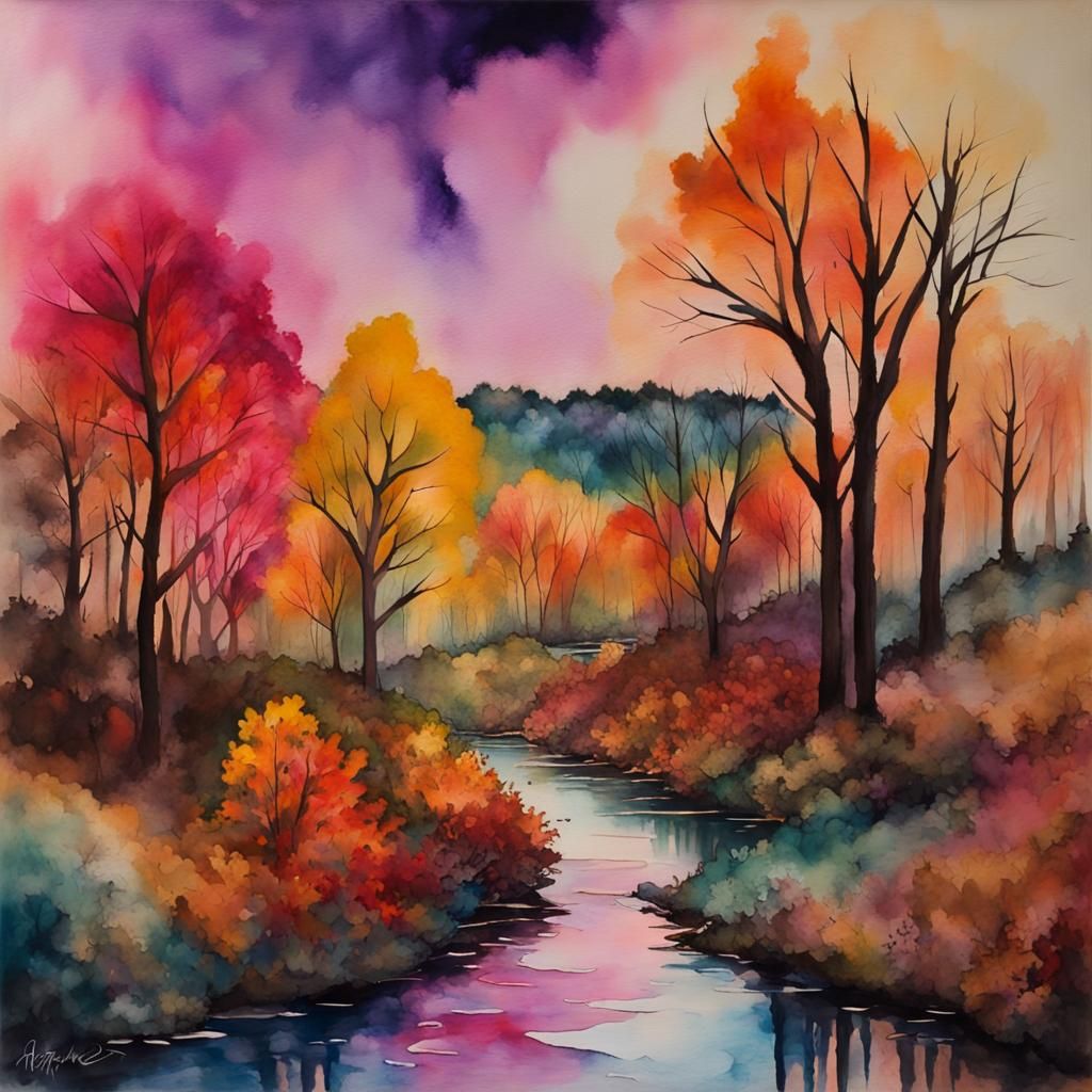 Foggy Fall Nights in Jazzy Alcohol Ink Style