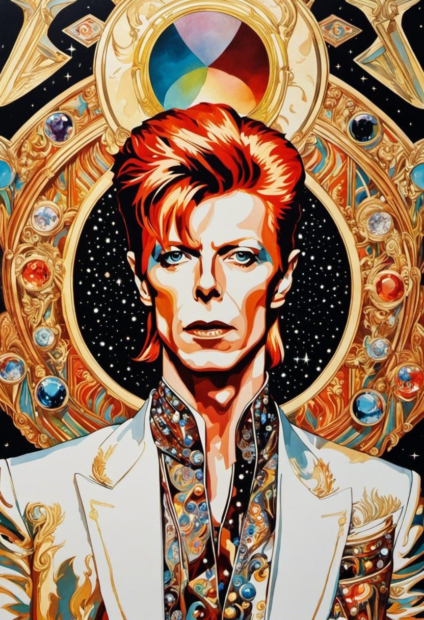 Psychedelic Portrait in Art Nouveau Style