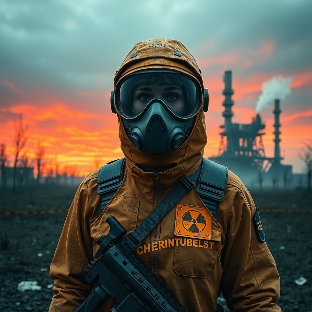 Hazmat Soldier Amidst Chernobyl's Nuclear Ruins