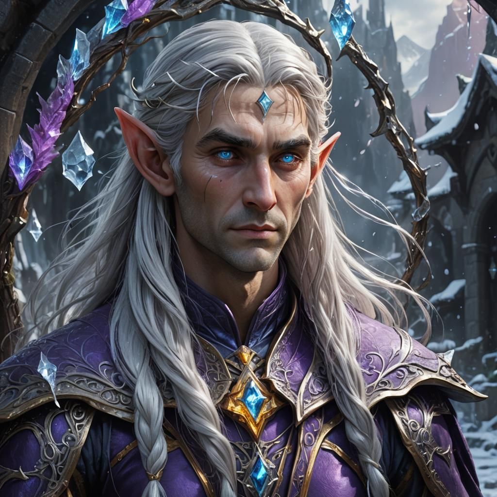 Elven Ice Sorcerer in Dark Fantasy Style