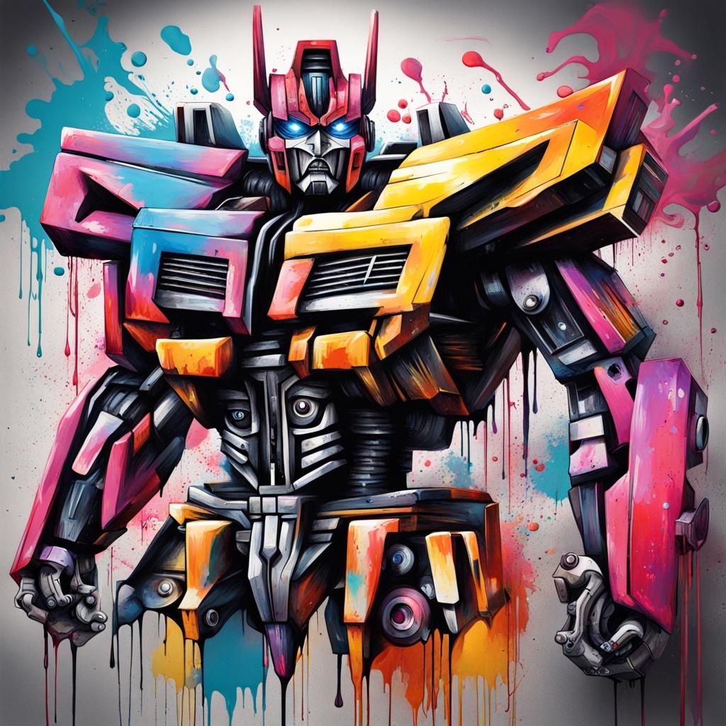 Transformer in Graffiti Street Art Style