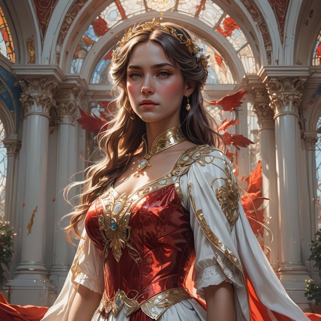 Angelic Woman in Palace, Hyperdetailed Digital Portrait
