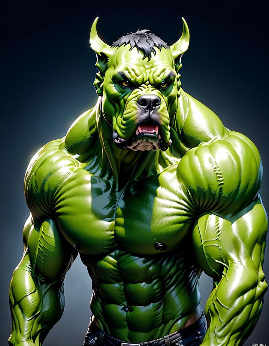 Hulk great Dane dog, anthropomorphic
