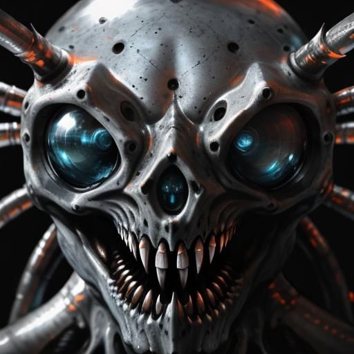 Underwater Photo of Gigantic Demon Eye as Biomechanical Art