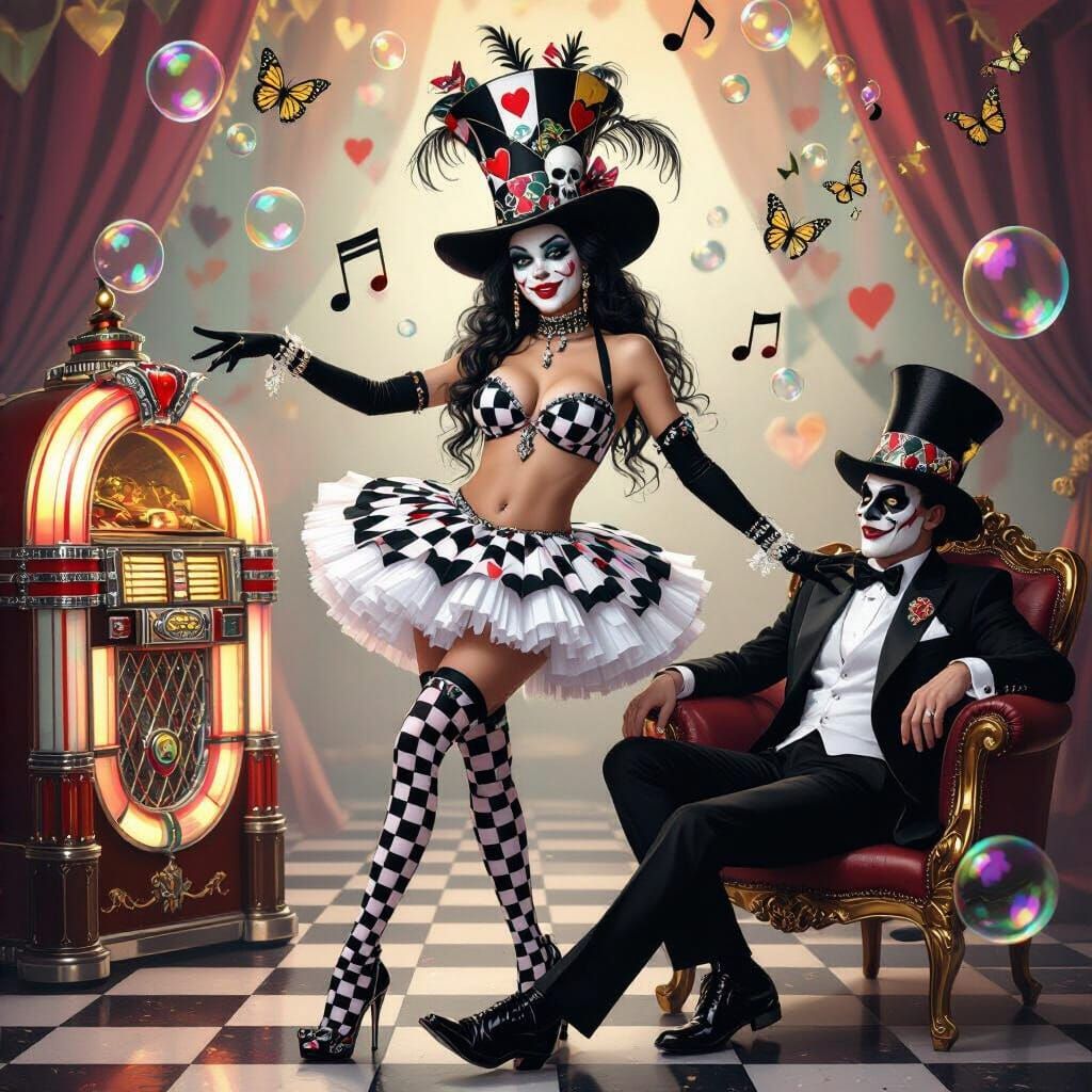 Gangster Goddess Clown in Wonderland Circus Dream