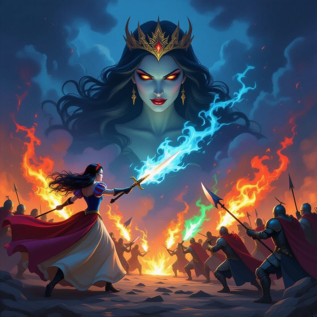 Snow White Battles Evil Queen with Dragon Army