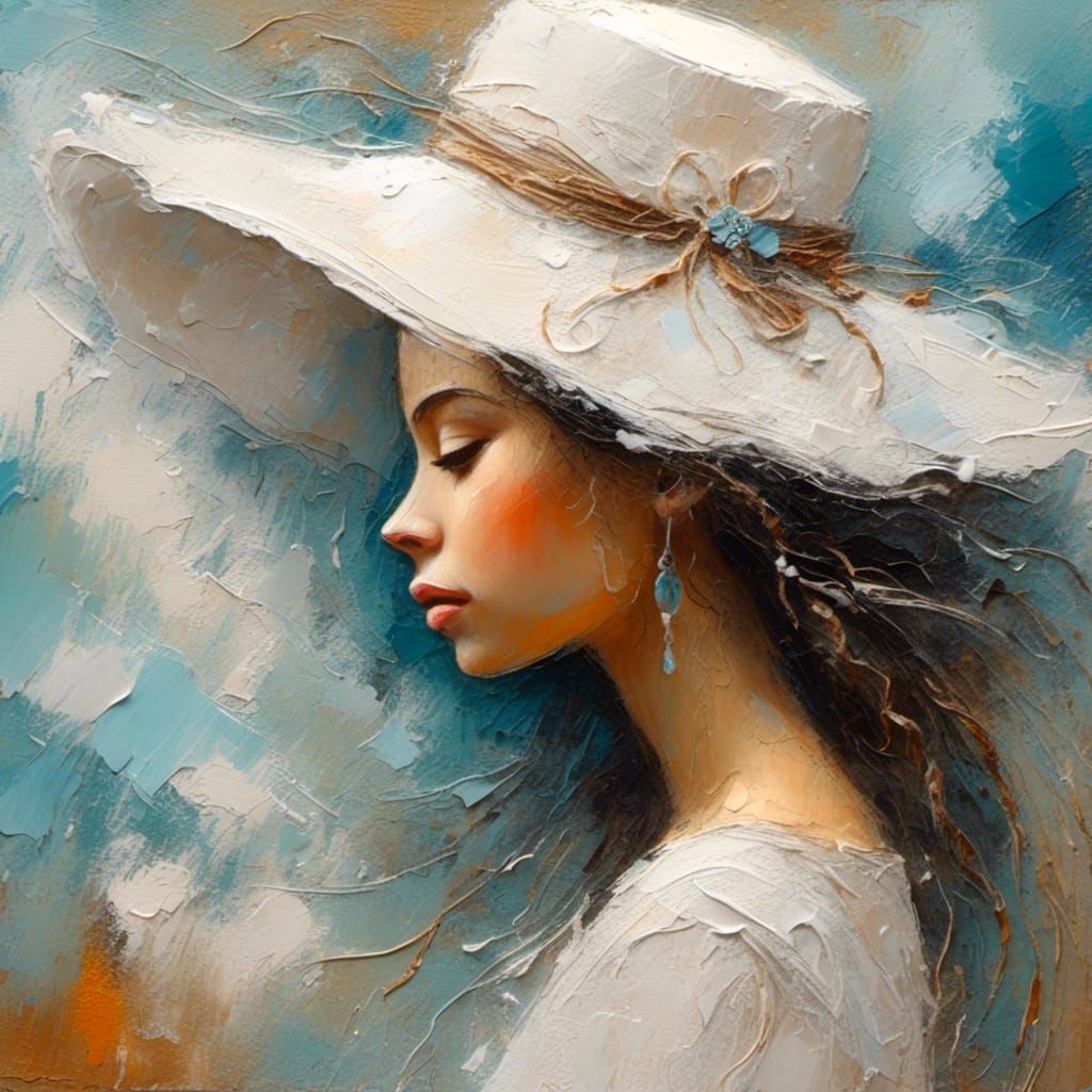 Art Brut Girl Portrait with Dramatic Sky