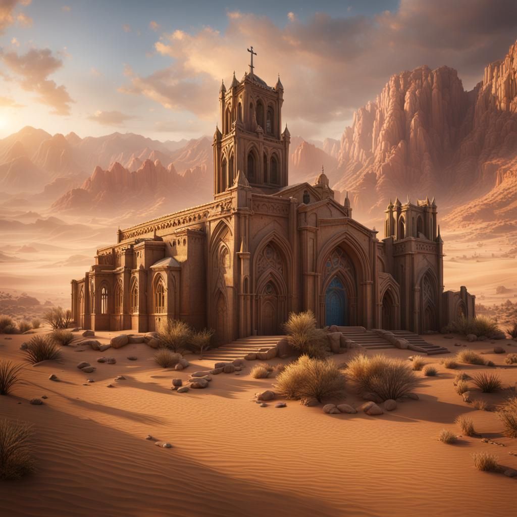 Jesus' Church in Desert: Detailed Matte Painting