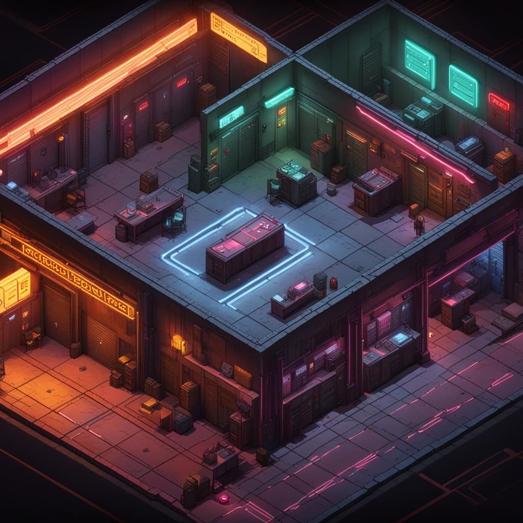 Cyberpunk Battle Map for Tabletop RPG