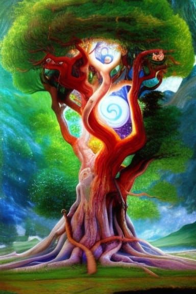 Yggdrasil: Norse World Tree in Ethereal Matte Painting