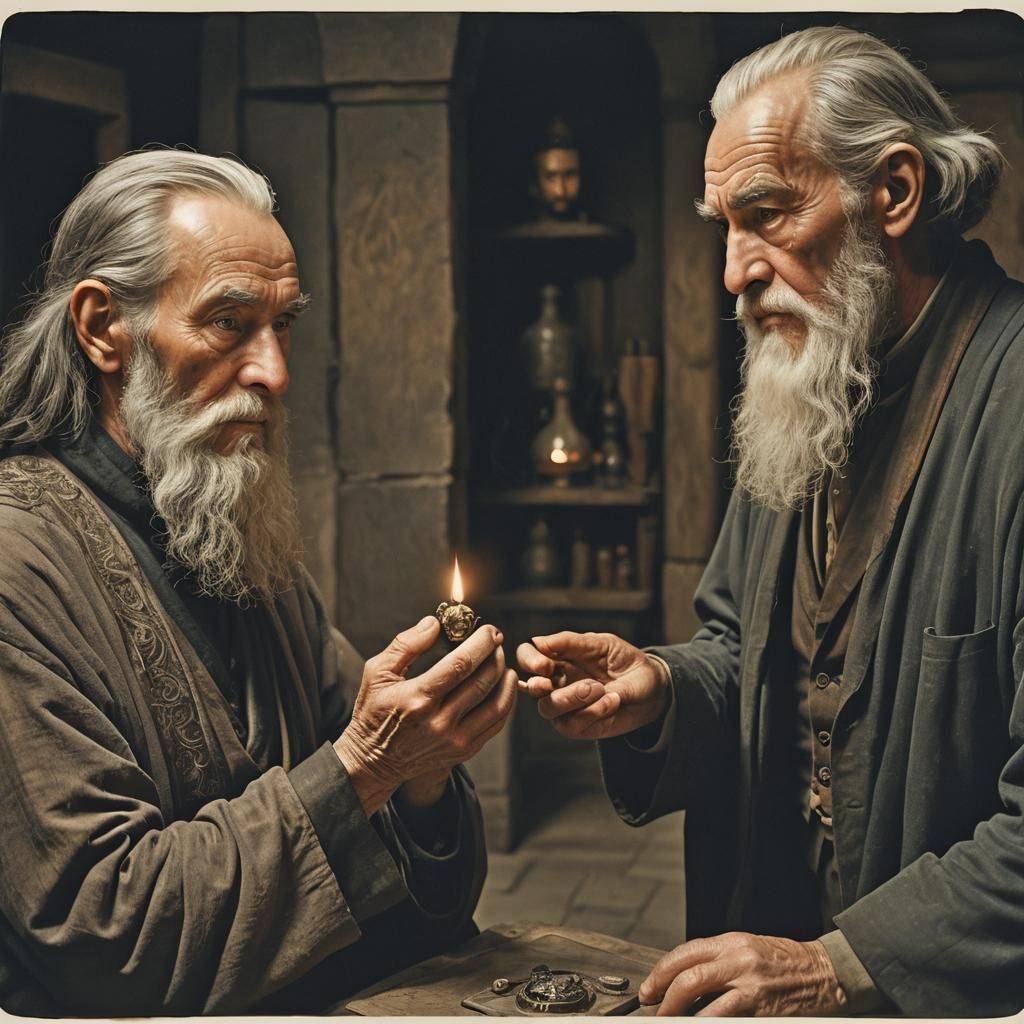 Master Imparts Knowledge to Young Apprentice: Cinematic Stil...