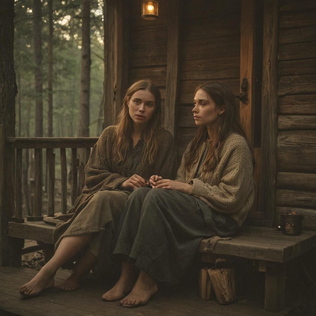 Cozy Cabin Cuddle in Atmospheric Forest