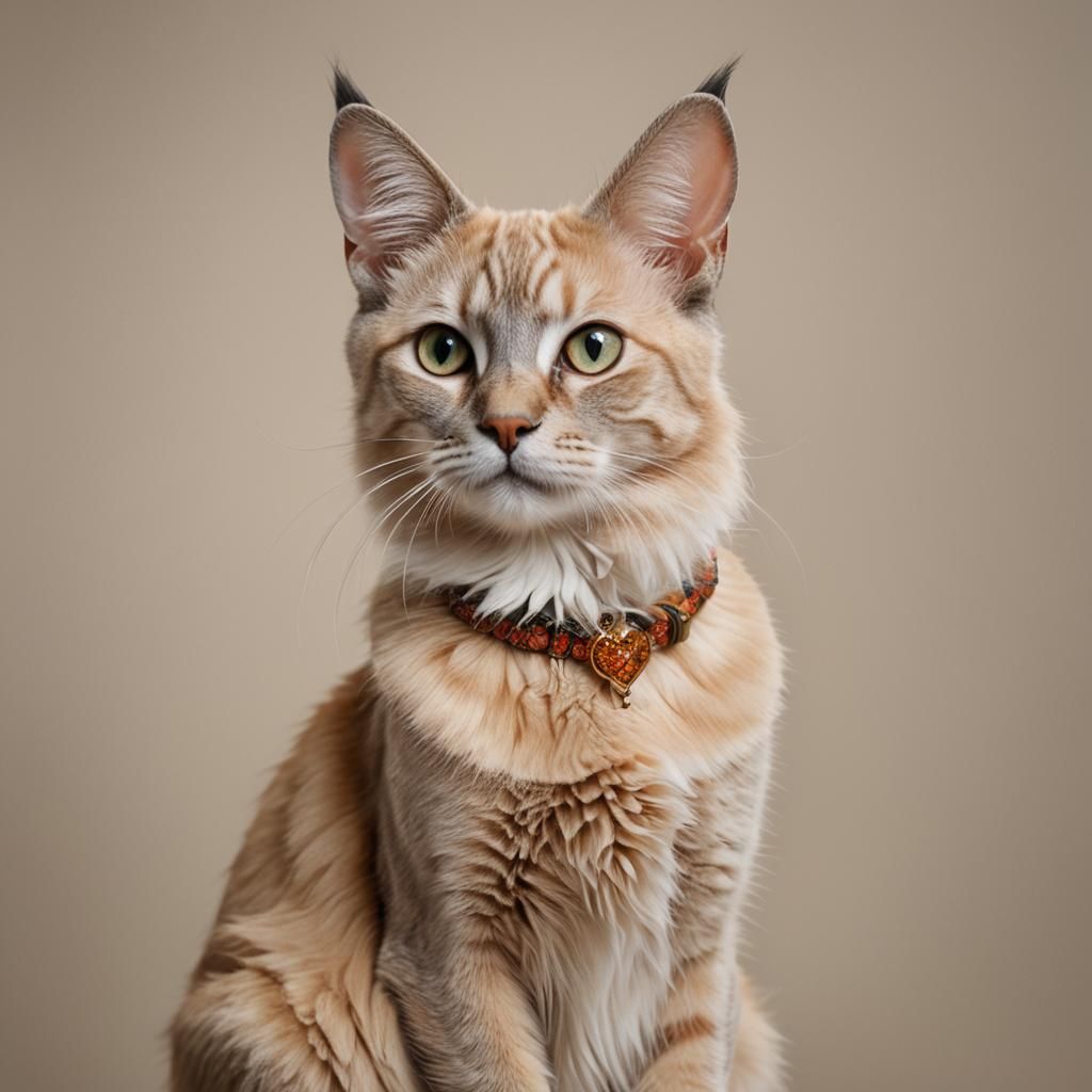 Elven Cat Portrait with Dog Ears, Hyper-Realistic Photo