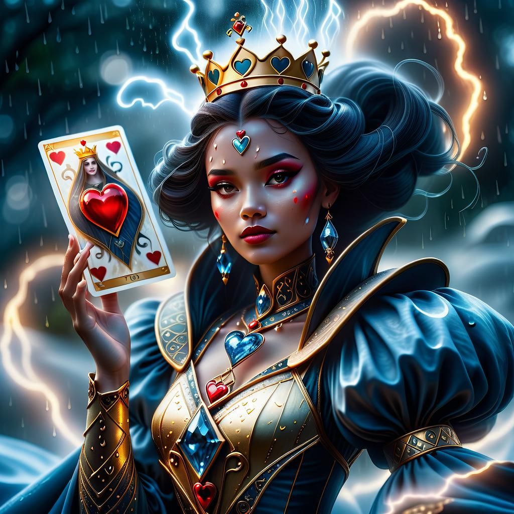 Princess with Queen of Hearts Tarot Card