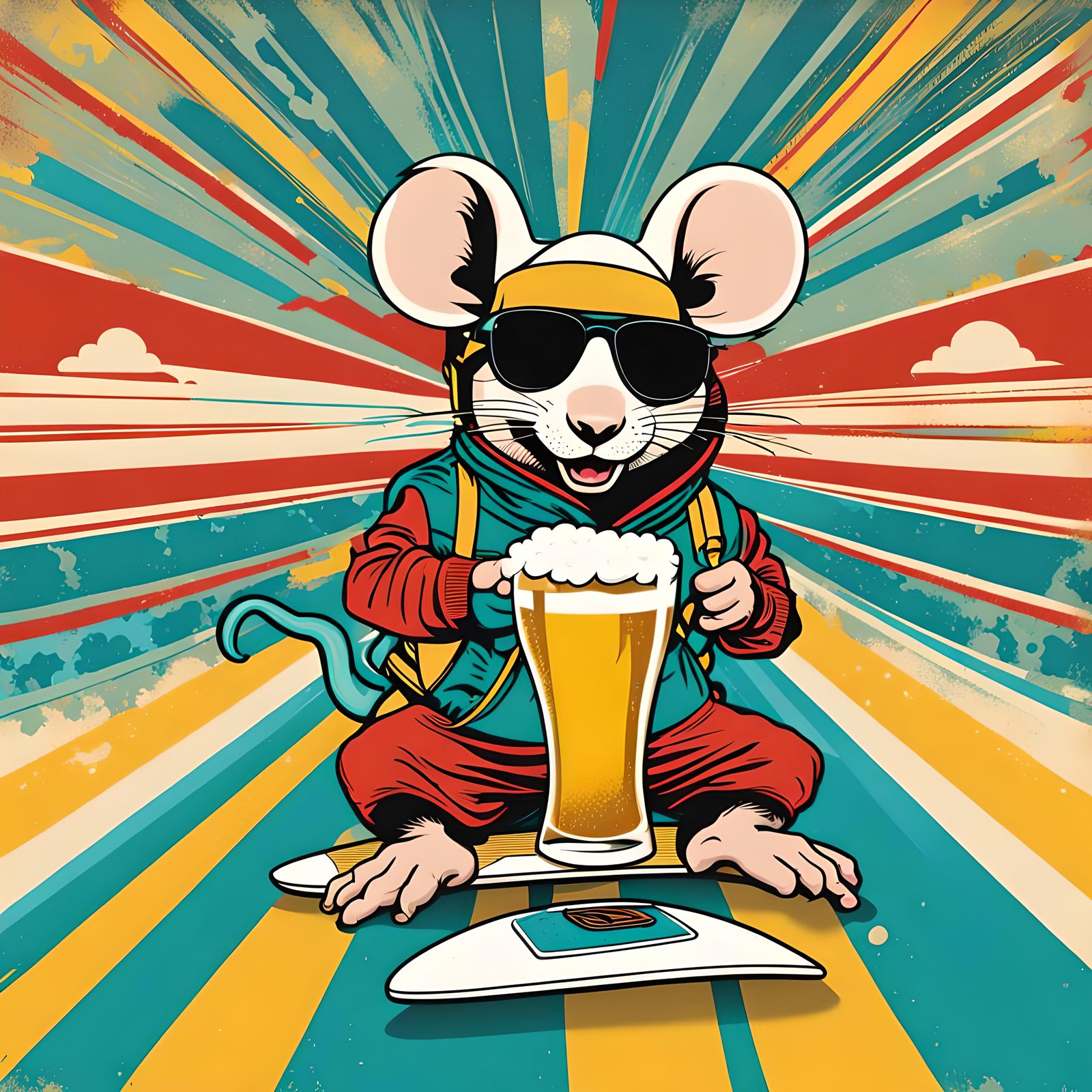 Supermouse Surfing in Hawaii Pop Art