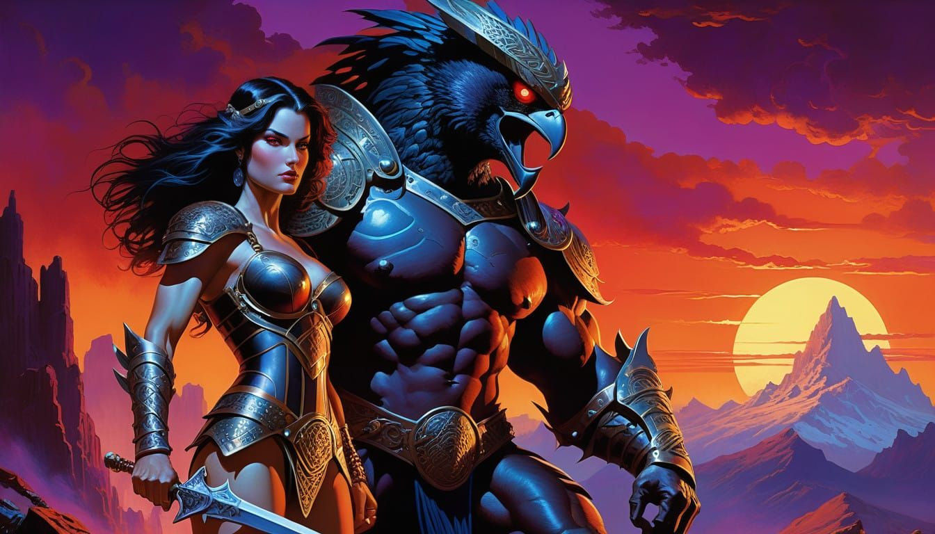 Fierce Heroine Saved by Muscular Guardian in Epic Fantasy Sc...