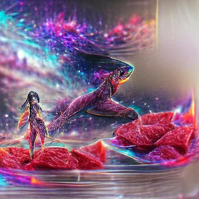 Astral Cosmic Figure in Mixed Media Style