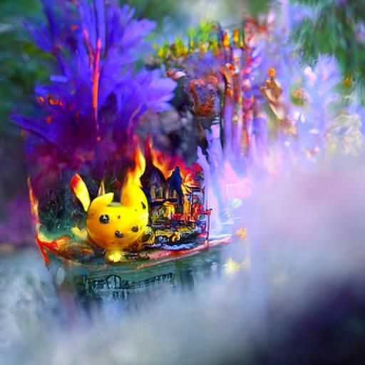 Pikachu on Fire: Ethereal Fantasy Art