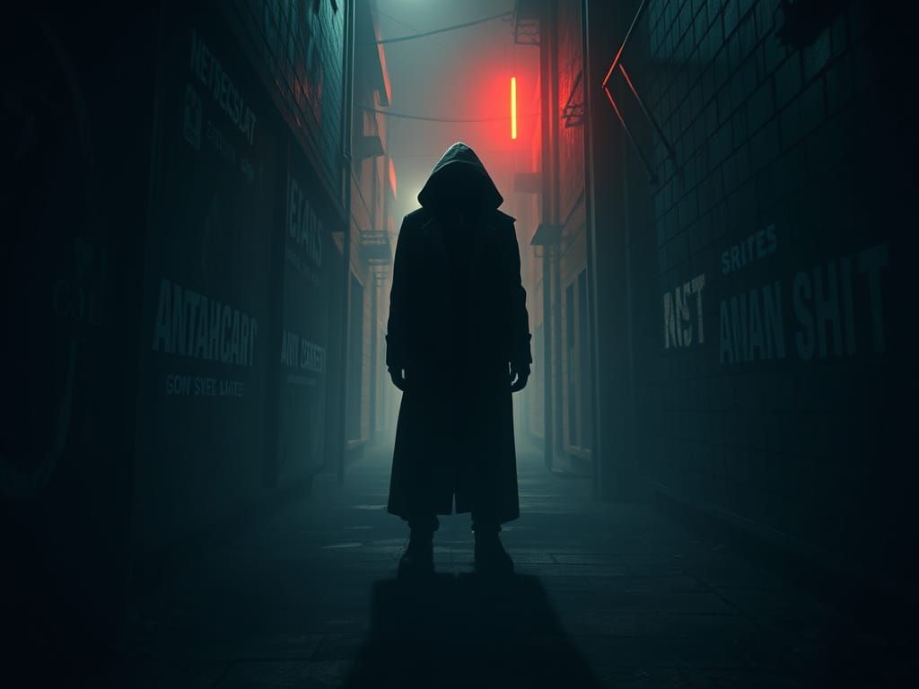 Mysterious Figure in Noir Alleyway