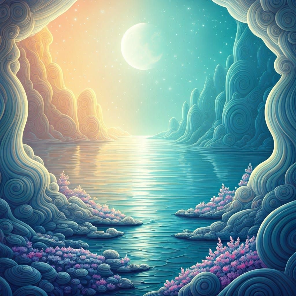 Surreal Landscape in Dreamlike Ink Art Style