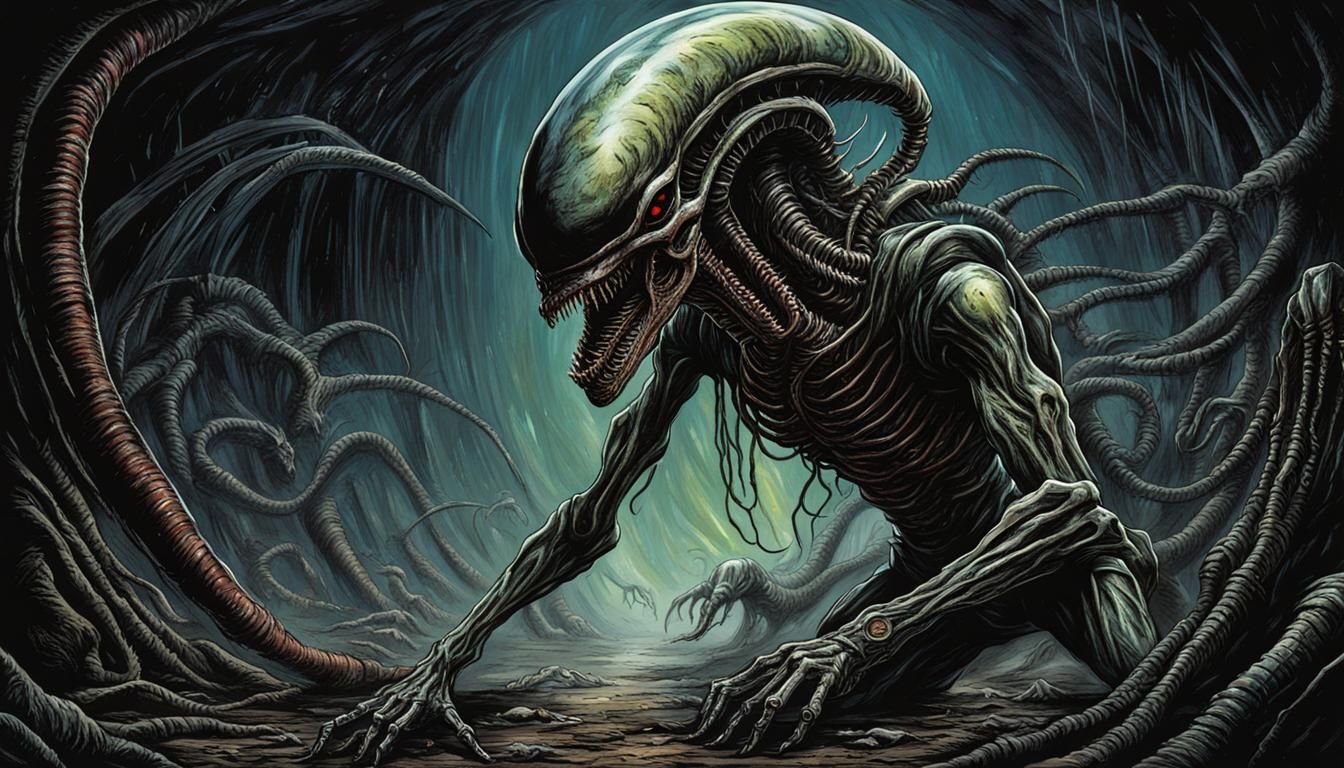 Sci-Fi Alien Creature in Dark Fantasy Style