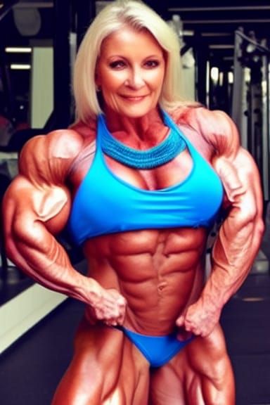 Extremely Muscular Female Bodybuilder Grandma