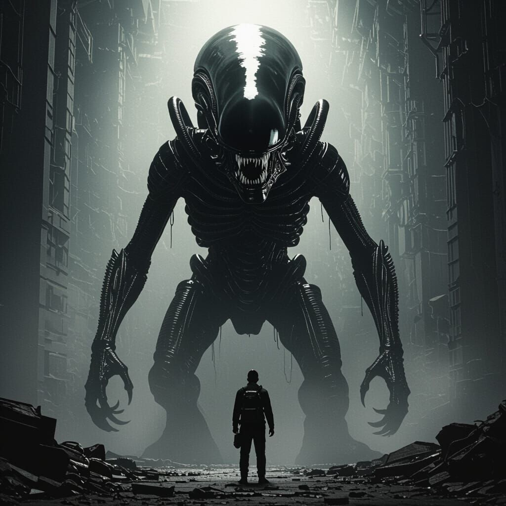 Terrifying Xenomorph Emerges from Darkness