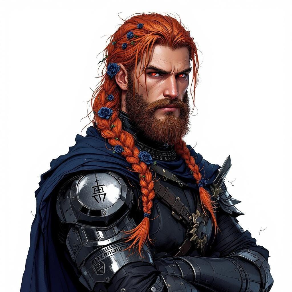 Cyberpunk Warrior with Metallic Arm and Braided Hair