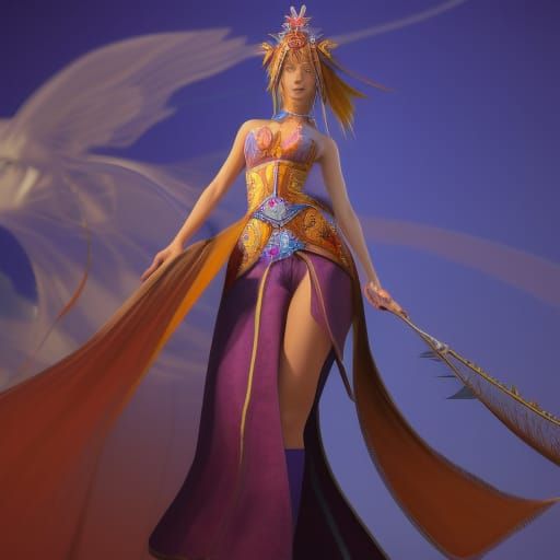 Lady Yuna and Aeons: 3D Digital Art