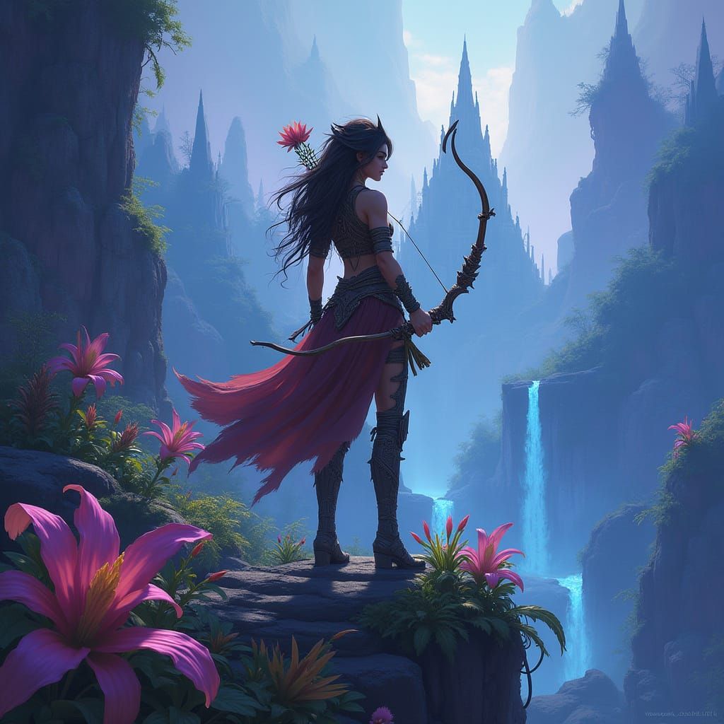 Fantastical Tabaxi Warrior in Ancient Temple Realm