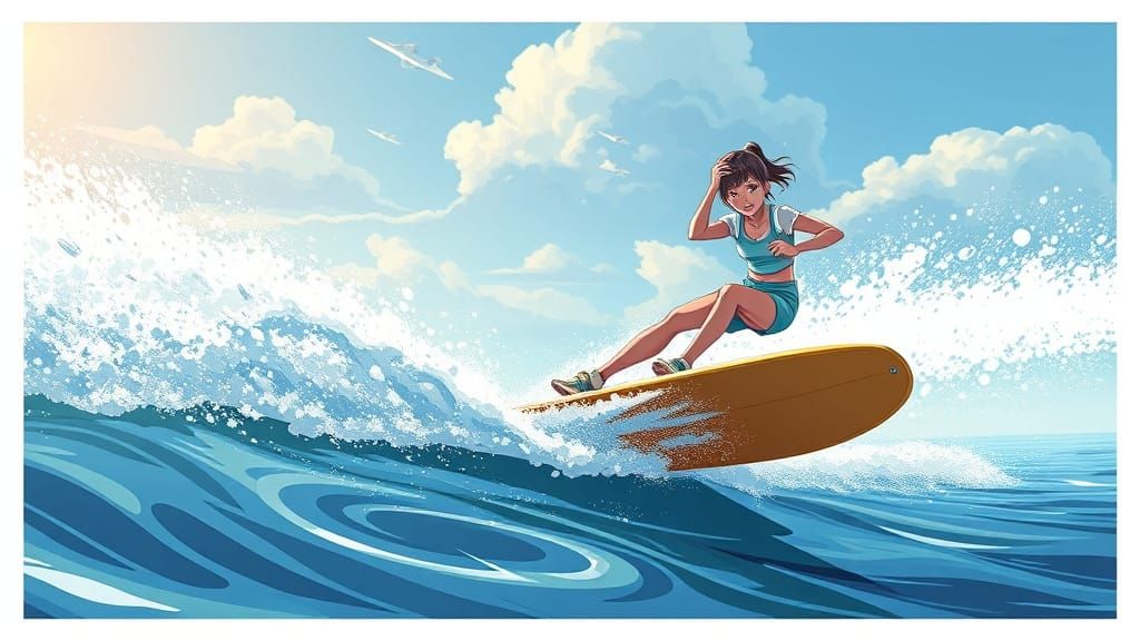 Waterskiing in Anime Style, Cel-Shaded Art