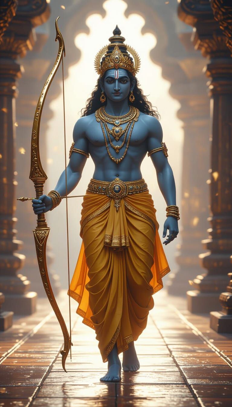 Lord Vishnu with Sharanga Bow in 3D Style