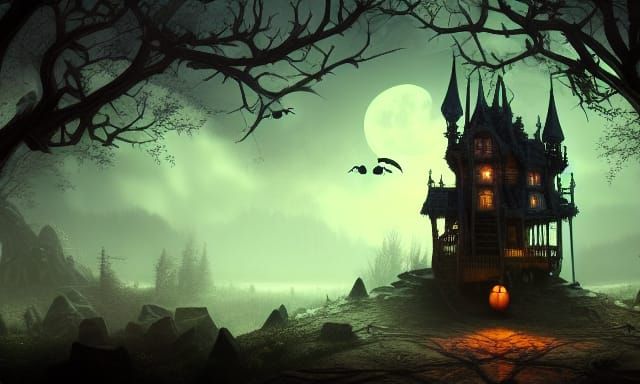 Moonlit Gothic Treehouse Castle: Fantasy Concept Art