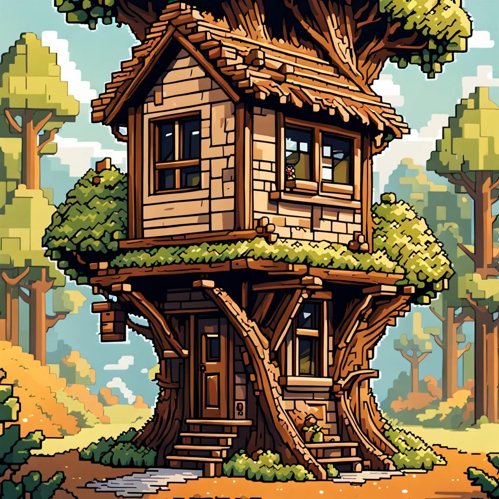 8-Bit Pixel Art Birdhouse Nest
