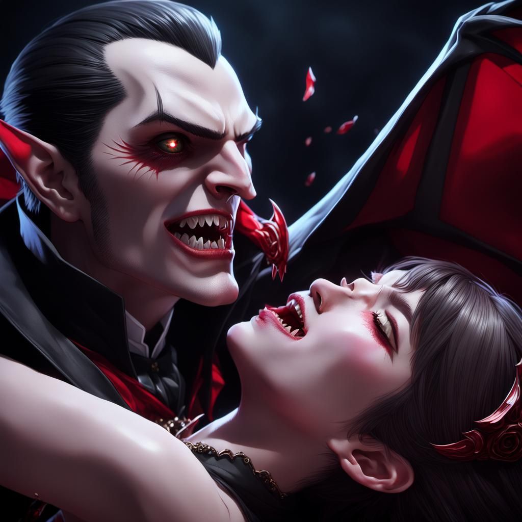 Dracula's Bite: Hyper-Realistic Anime Macabre