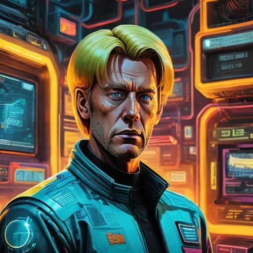 Cyberpunk Alan Tracy in Thunderbird 3 Helmet