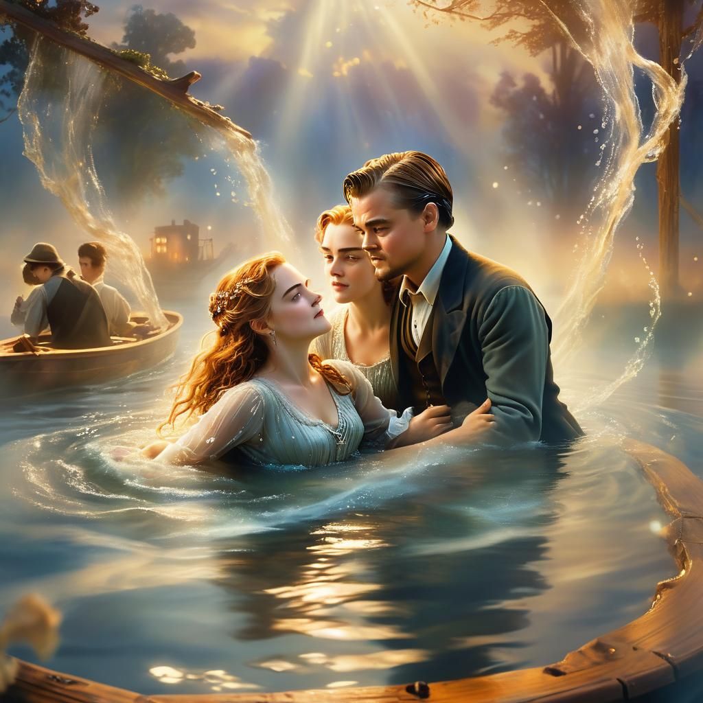 Titanic Selfie: Ethereal Fantasy in Golden Light
