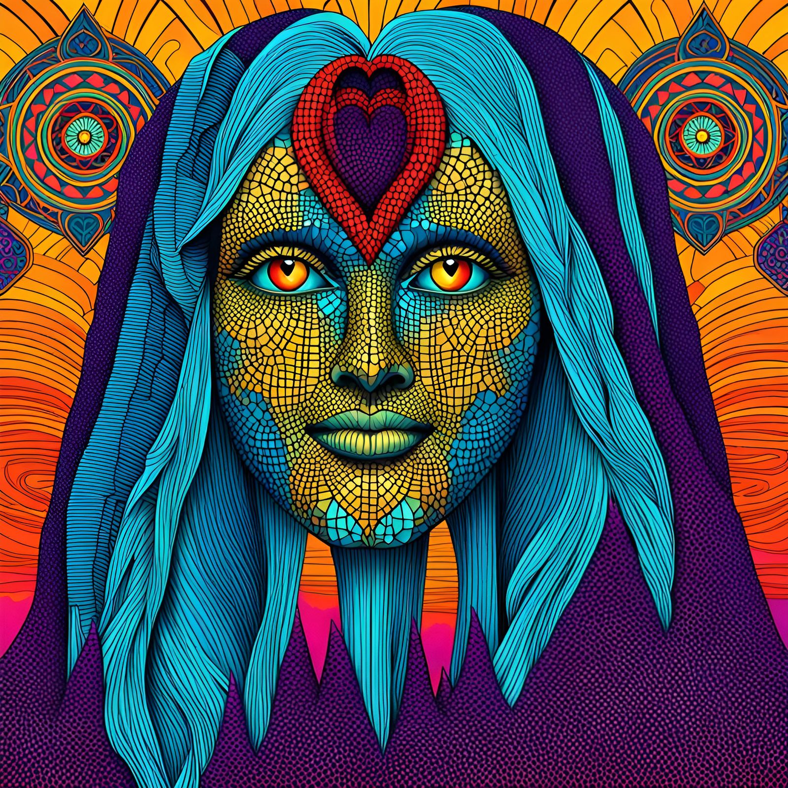 Psychedelic Fantasy Castle in Pop Art Style