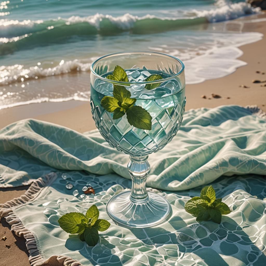 Crystal Goblet on Beach in Fantasy Concept Art