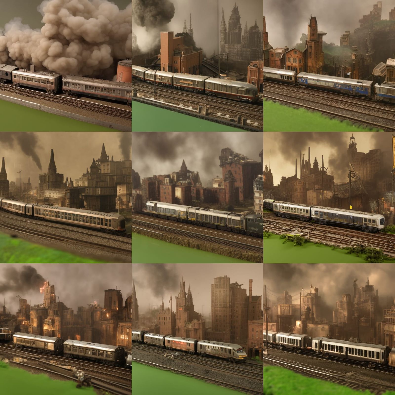 City Slums Train Diorama in Dieselpunk Style