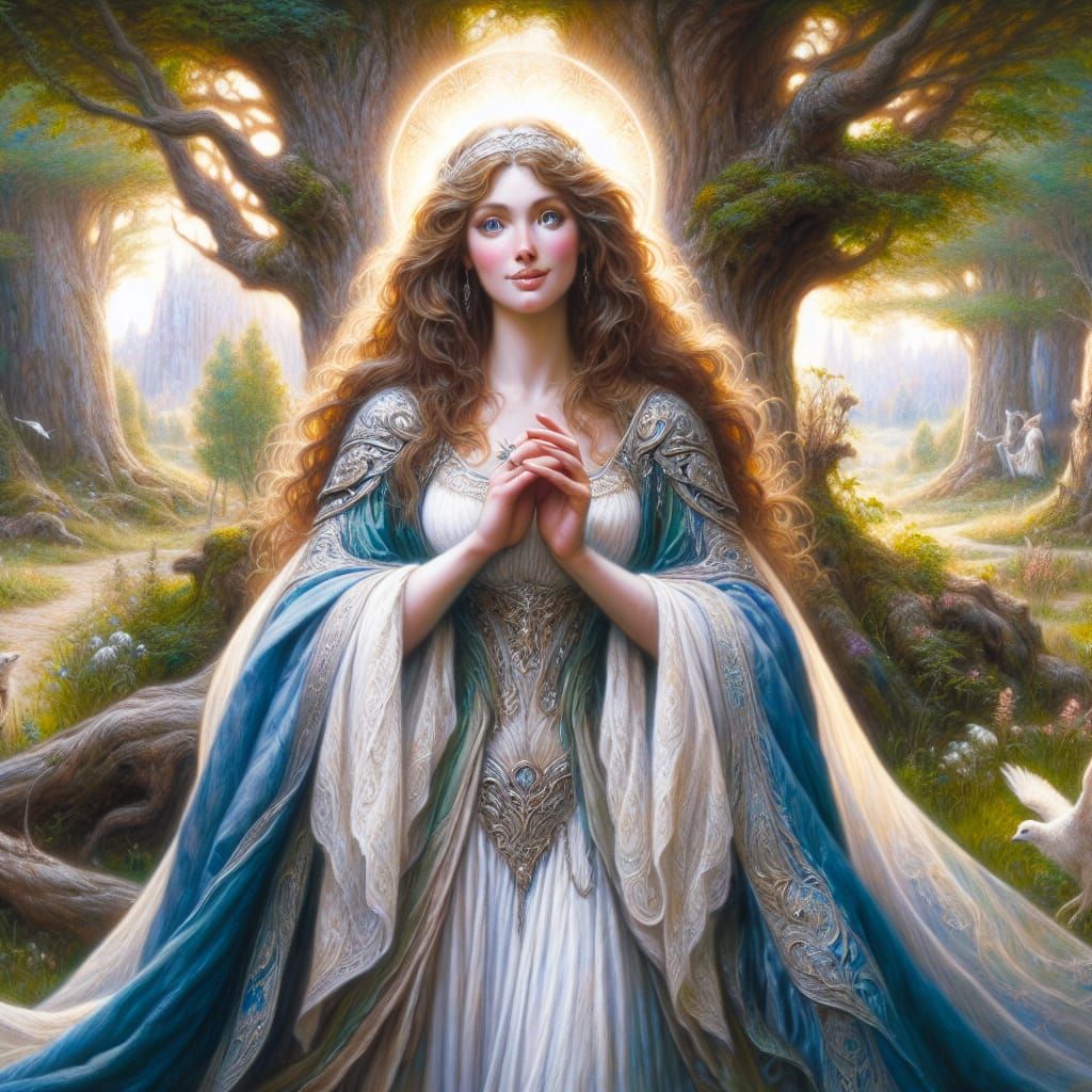 Ethereal Holy Woman in a Fantasy Meadow