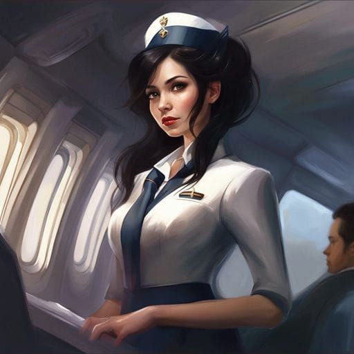 Romantic Fantasy Portrait of a Stewardess, Royo Style