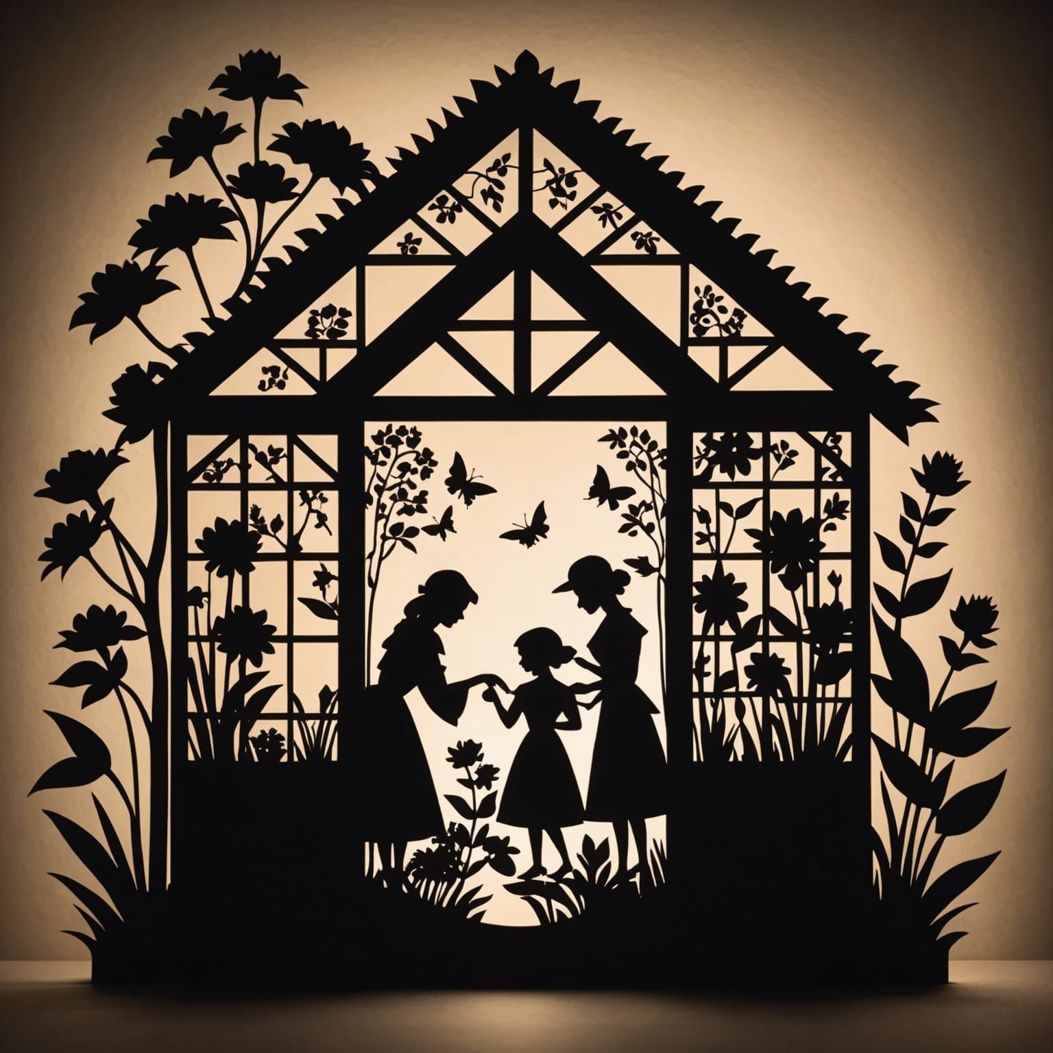 Victorian Shadow Puppet Flower Greenhouse