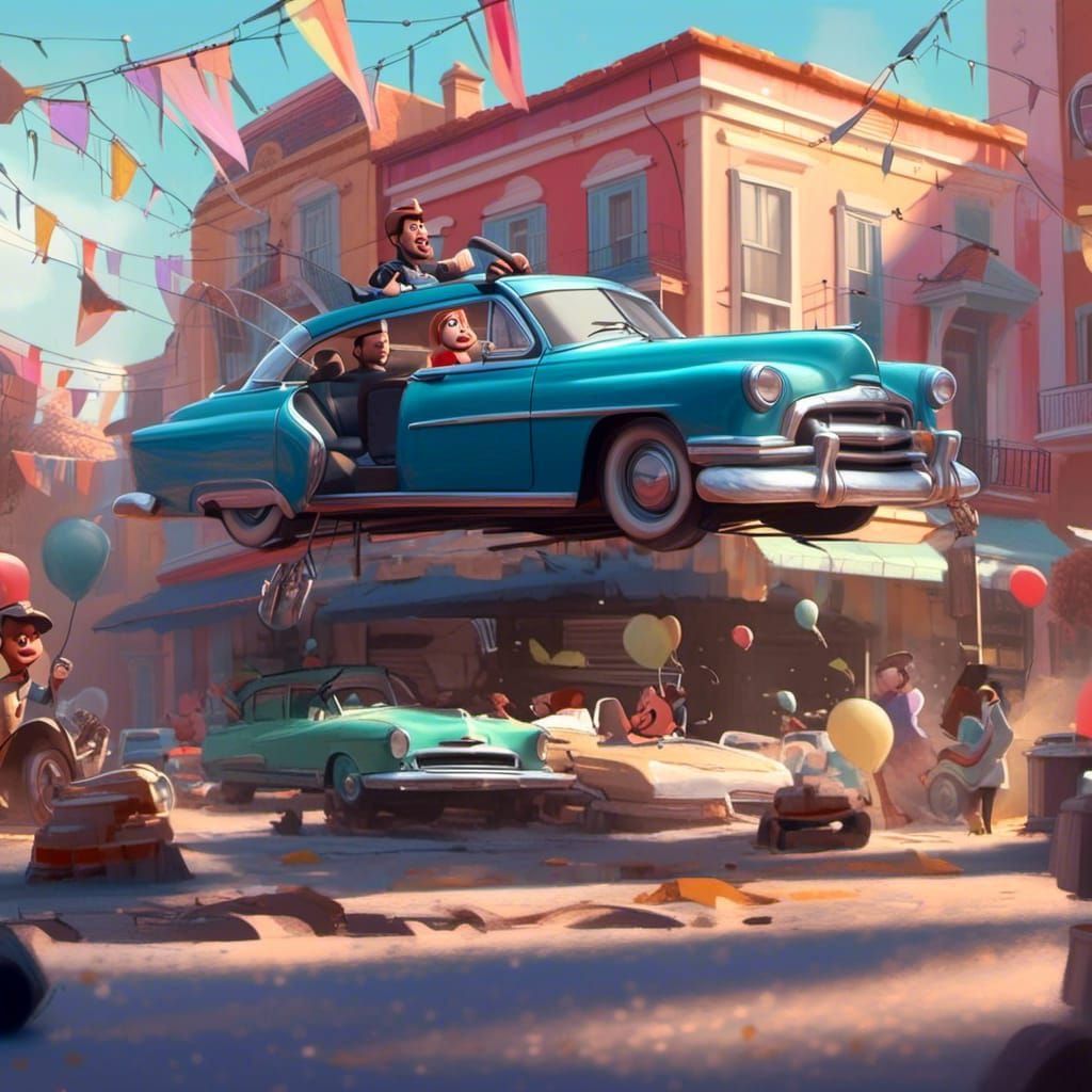 <lora:DISNEY STYLE:1.0> The final scene of Grease where they...