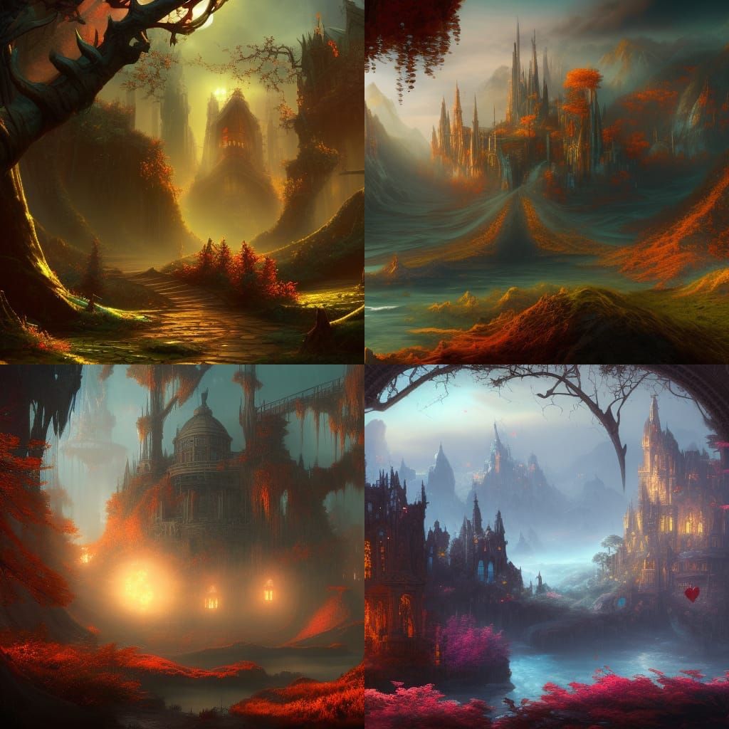 October Love: Detailed Matte Painting in Deep Color