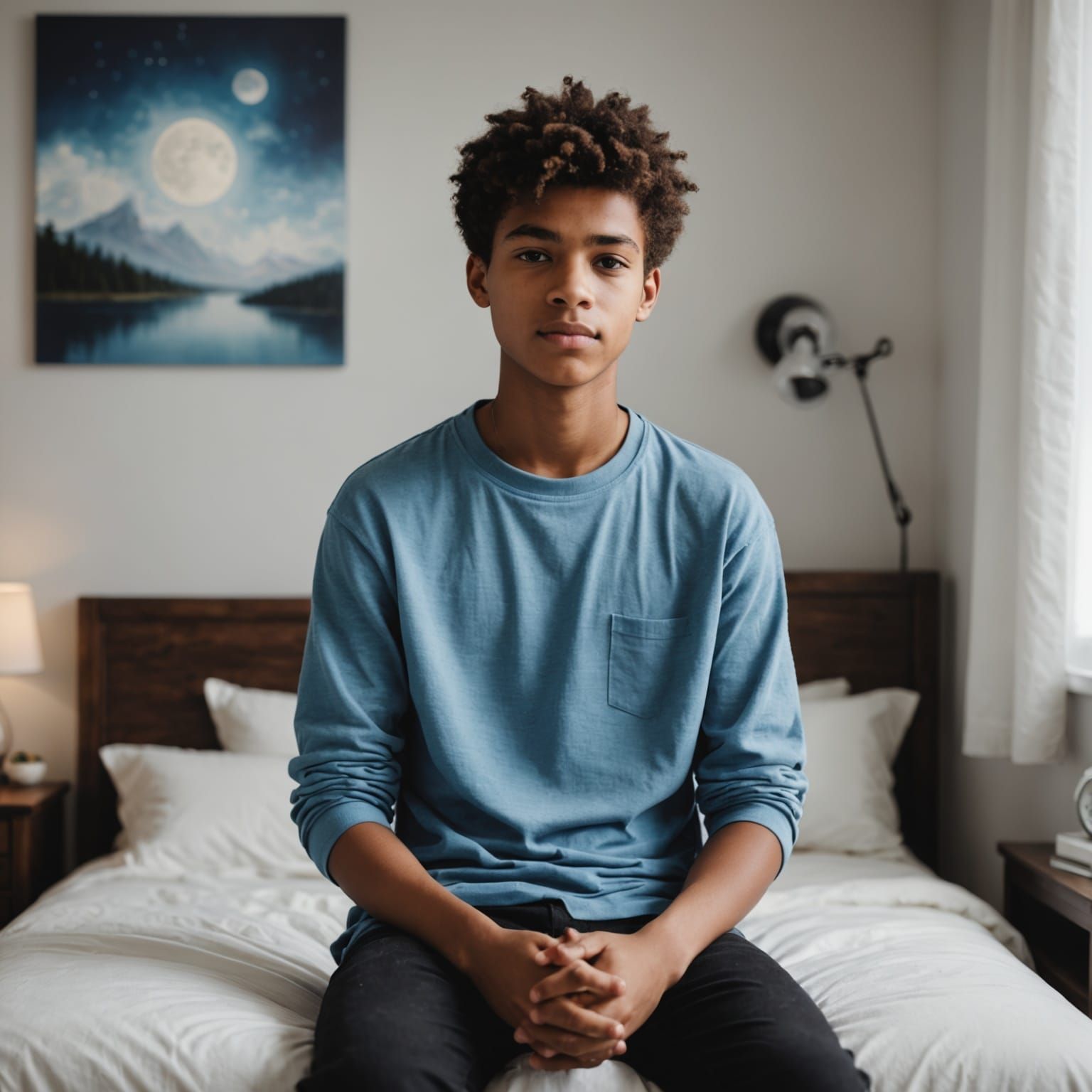 Tranquil Teenager Relaxing in His Bedroom